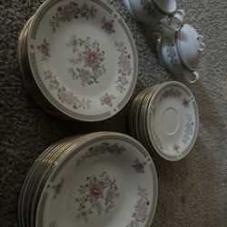 Beautiful Antique Sets. Plates And Soup Bowls And Tea Cup Ready