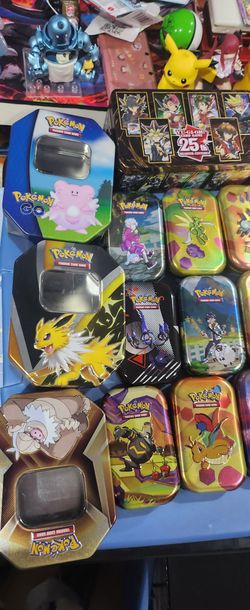 Pokemon Tins, Mew Psyduck Liligant Joleton Yugioh Tins