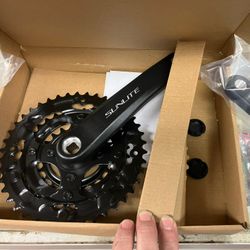 Sunlite MTB Alloy Triple Crank Arm Set New
