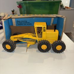 Vintage Nylint pressed steel yellow road grader jumbo 1970’s with original box