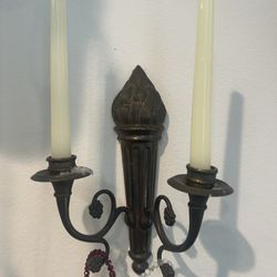 A Pair Of Brass Wall Candle Scones 