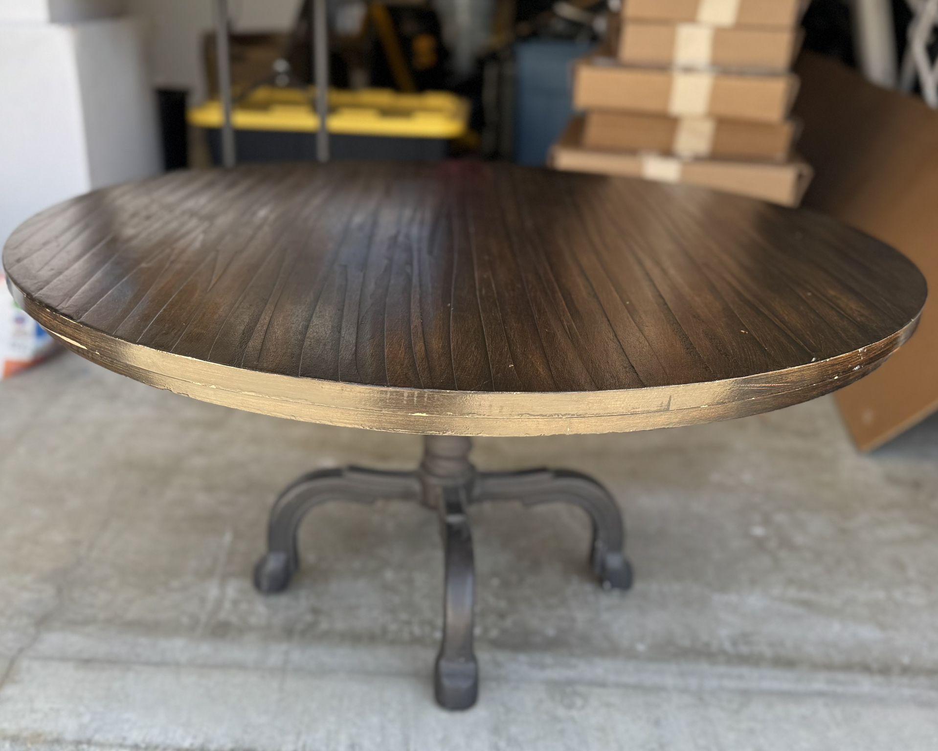 Wood Coffee Table W/ Cast Iron Base