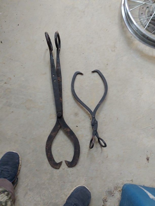 Antique Cast Iron Primitive - Large Ice Tongs - 22"