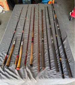 Lot of 6 Vintage Fishing Rods + 3 Reels