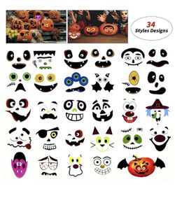 34PCS Pumpkin Decorating Kit Halloween Decorations Pumpkin Craft Stickers Kit for Halloween and Party