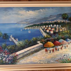 Oil Painting Harbor Seaside