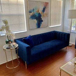 Royal Blue Velvet Sofa 