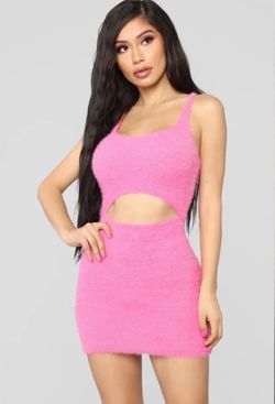 Fashion Nova Cut to the Chase Fuzzy Dress