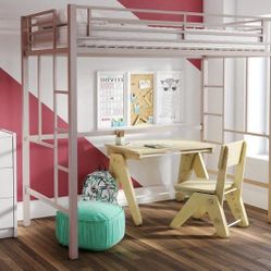 Space saver !!! Pink Twin Loft Bed