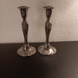 EXQUISITE VTG Pair of 8" GODINGER Ornate Silver Candlestick Holders.

