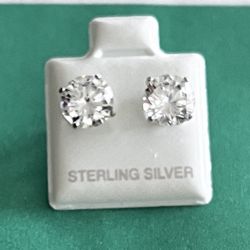 Large 7mm Sterling Silver Stud Earrings 