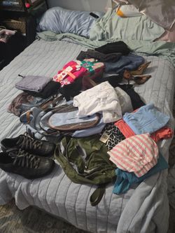 Mixed clothes,  shoes , backpack and more