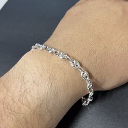 925 Sterling Silver Puffy Gucci Anchor Link Bracelet 8” Pulsera 6mm
