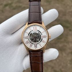 Stuhrling Original Men’s Automatic Watch  leather strap with skeleton back