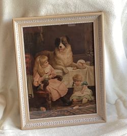 Vintage Children’s Print. BEST fRIENDS By Alexander Roswell. Framed 35 Years Ago