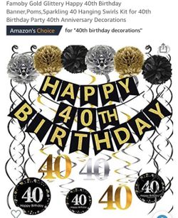 40th Birthday decorations, Tiara/crown, and Sash!