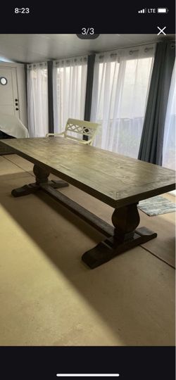 Rustic Wood Farmhouse Trestle Dining Table