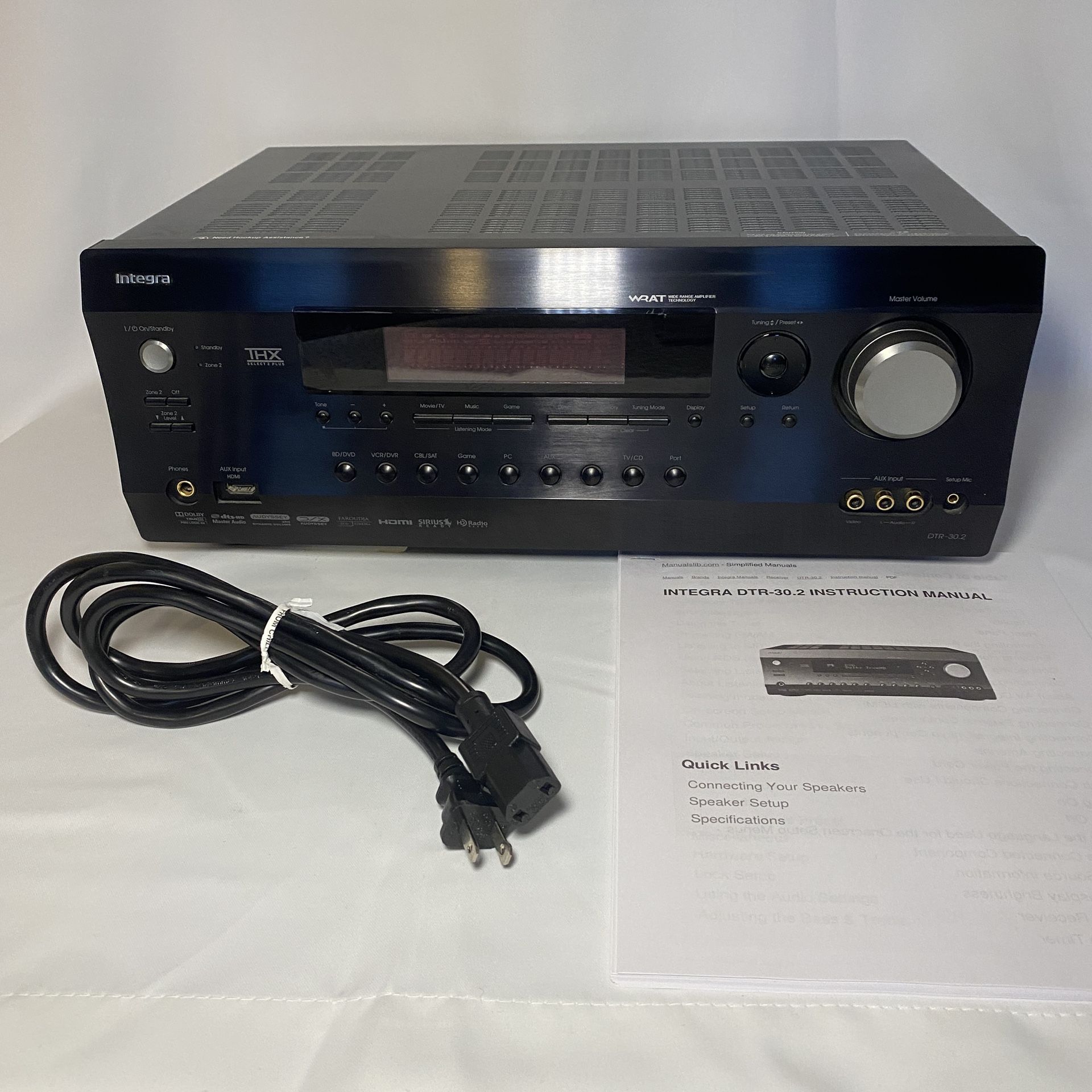 Integra DTR-30.2 7.2 Channel 100Watt A/V Network THX Select2 Stereo Receiver EUC
