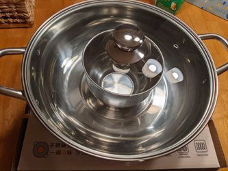 32cm 304 Stainless Steel Hot Pot W/ Round Divider