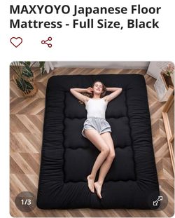 MAXYOYO Japanese Floor Mattress Full Size Black New in the box.