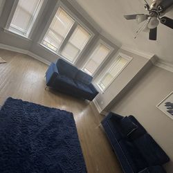 Blue Velvet Couch Set 