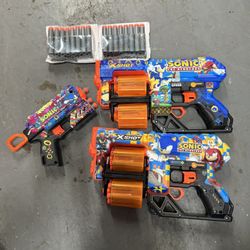 2 ZURU X-Shot SKINS Dread Dart Blaster Sonic the Hedgehog With 1 Mega Blaster! Over 40 Darts Included