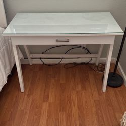 White Desk With Glass Top 