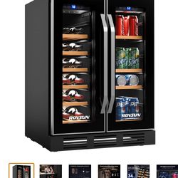 34-Bottle 24" Wide Dual Zone Wine Cooler Fridge with Digital Temp Control