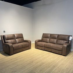 Couch Sofa Loveseat Set Brown Manual Power Recliners