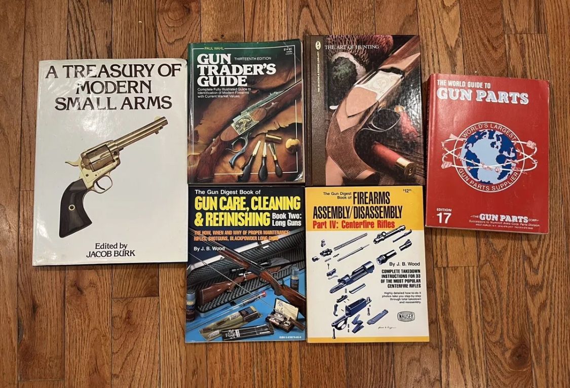 6 Vintage Firearms Gun Shooting Care Retro Reference Books Lot Set 90s 80s 70s
