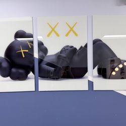Kaws 3 piece tempered glass wall Art 72”x36”