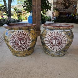 Sun Clay Pots . (Planters) Plants, Pottery, Talavera $60 cada una.