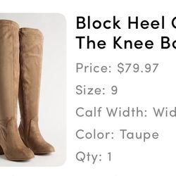 Size 9 Woman’s Wide Calf Boots