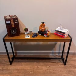 Wood + Black Metal Console Table