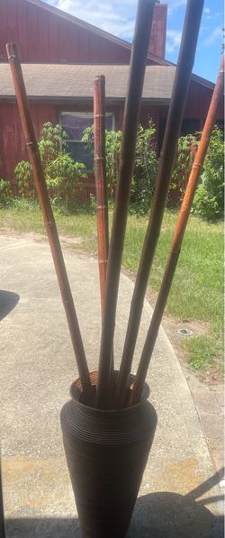 Decorative Bamboo Vase with 5 Bamboo Poles