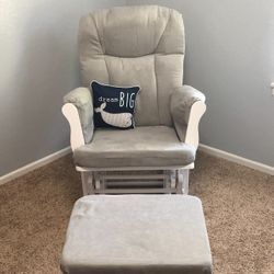 Grey Gliding Rocking Chair With Ottoman