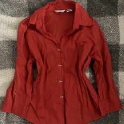 Quizz Again Y2k Red Dress Shirt With 4 Buttons