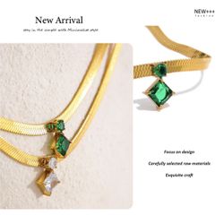 N189- Geometric Green Square- Snake Necklace!