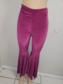 Women's fuchsia velvet bell-bottom pants size xs-small