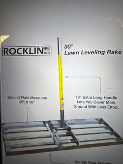 Rocklin 30 inch Lawn Leveling Rake Stainless Steel Handle Ground Plate