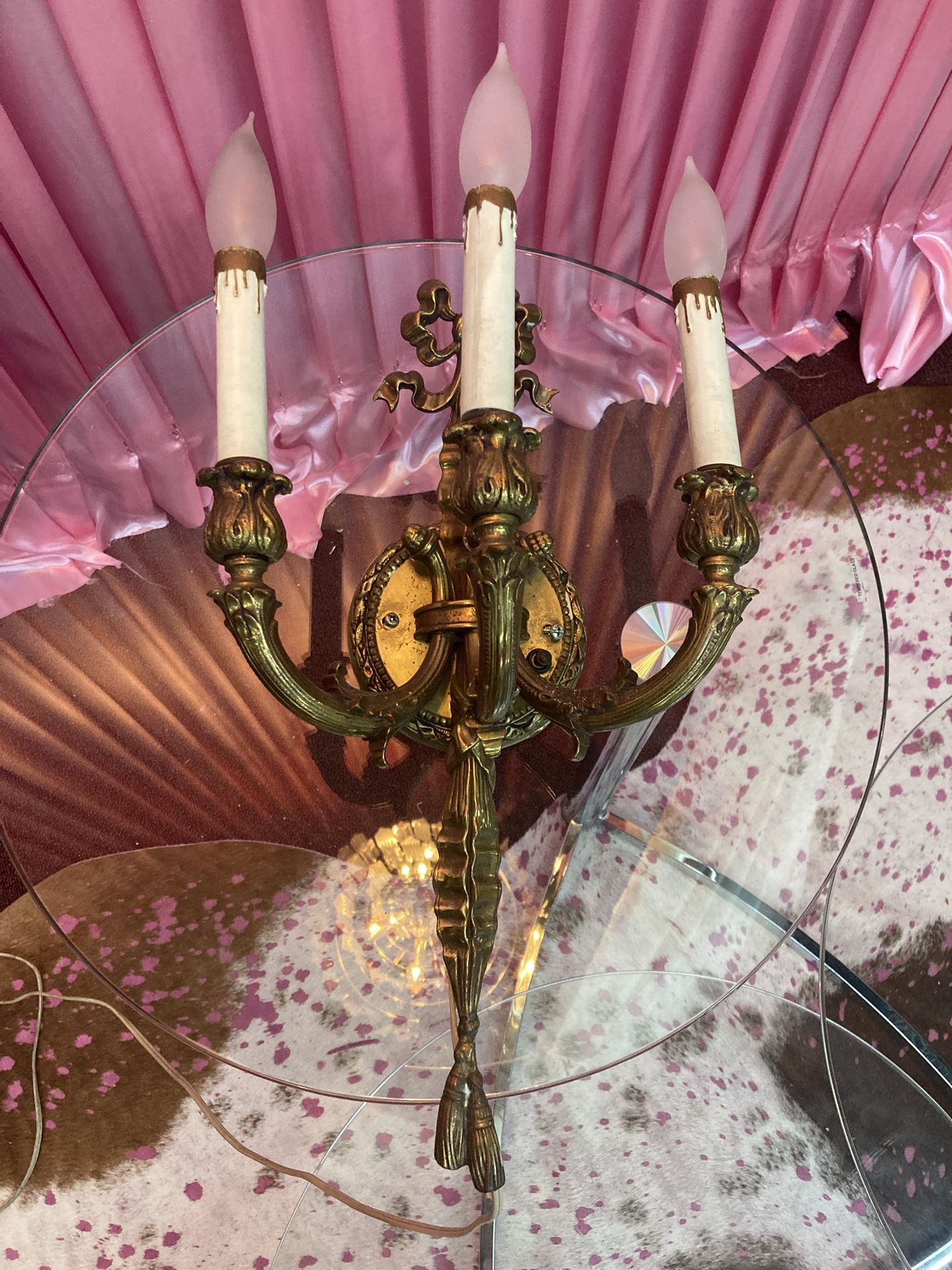 Gold Gilded Tri Hand Victorian Candelabra 