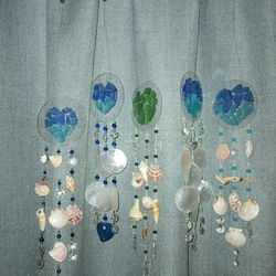 Sea Glass Heart Wind Chime Great Mothers Day Gift