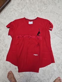 Skechers Red Scrub Set Top and Pants