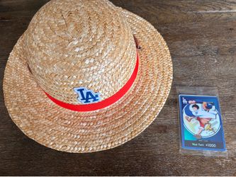Dodgers One Piece hat and Luffy card new and sealed