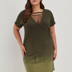 Torrid 3x Cotton Mini Green Dye Dress