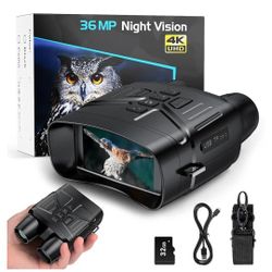 Night Vision Goggles for Adults, 4K Infrared Night Vision Binoculars with Rechargeable Battery and Anti-Shake Motion Detection for Camping