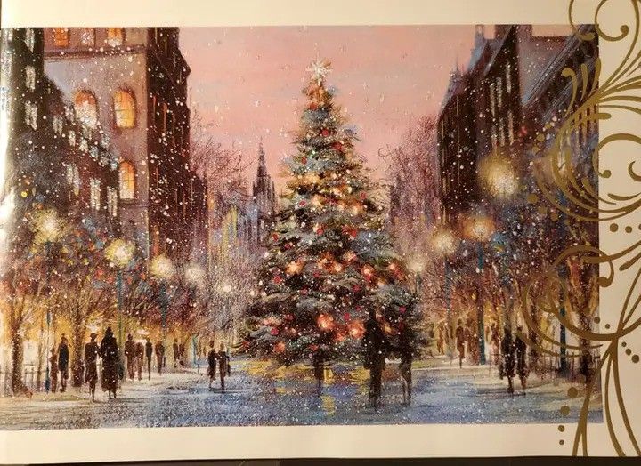 Vintage Holiday Christmas card postcard mailing note with envelope greeting postage texture 