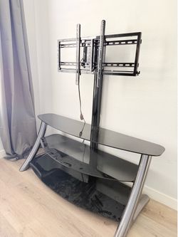 3-tier swivel TV stand with a built-in mounting bracket