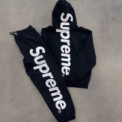 Black and White Supreme Sweatsuit 