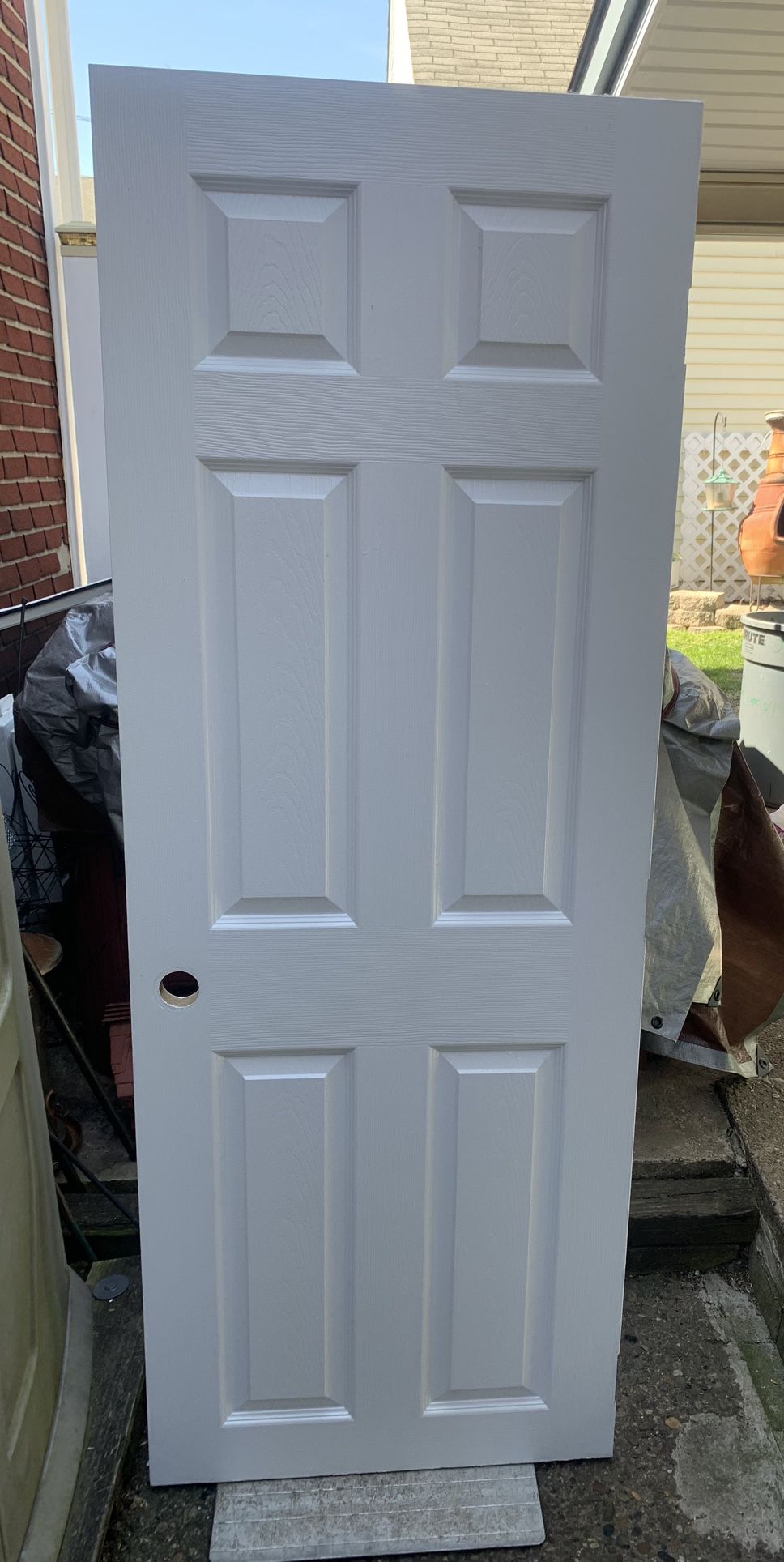 Door interior, 27 3/4 in wide 75 1/2 in tall 1 1/2 in thick weighs 25 lbs preown